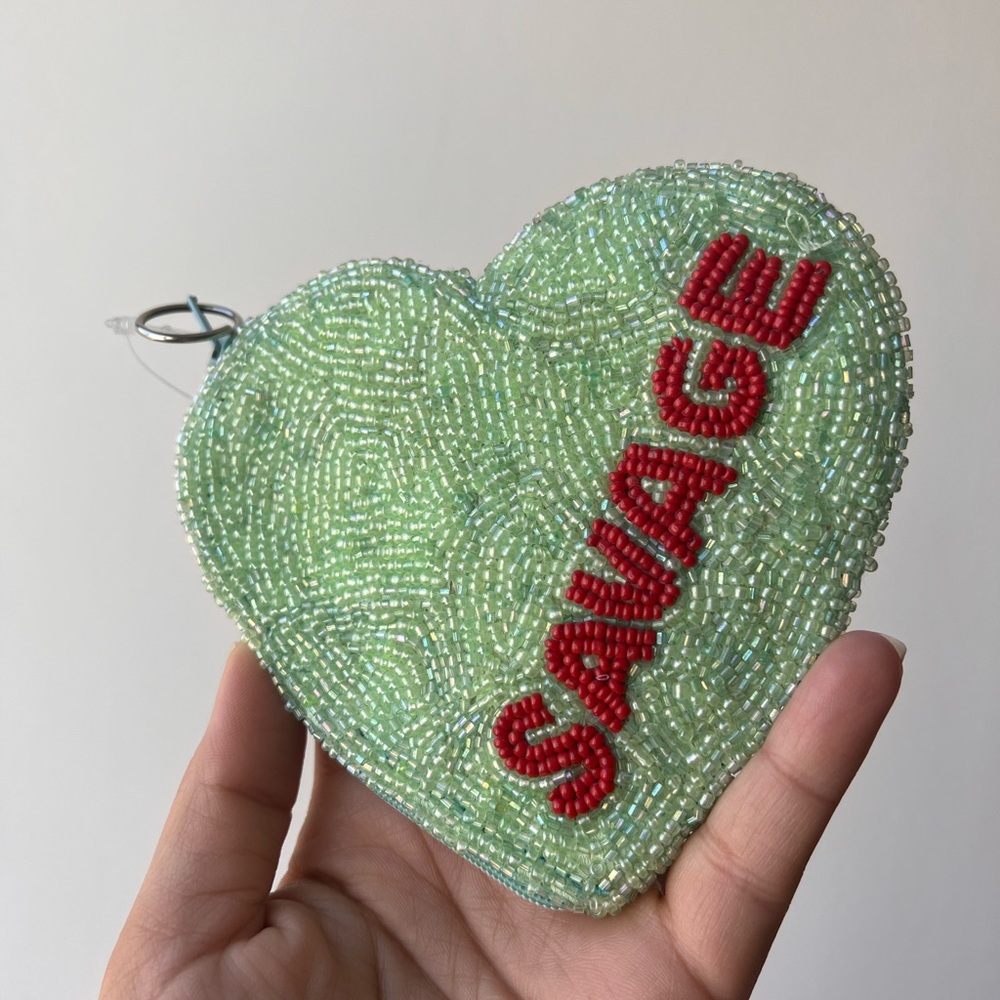 Beaded heart coin purse nwt